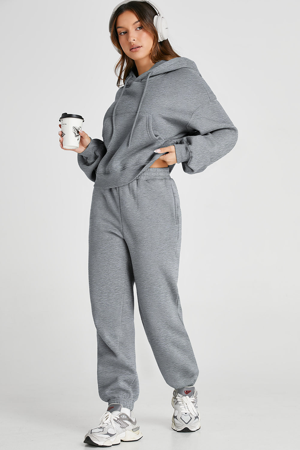 Dropped Shoulder Hooded Top and Pants Active Set Trendsi