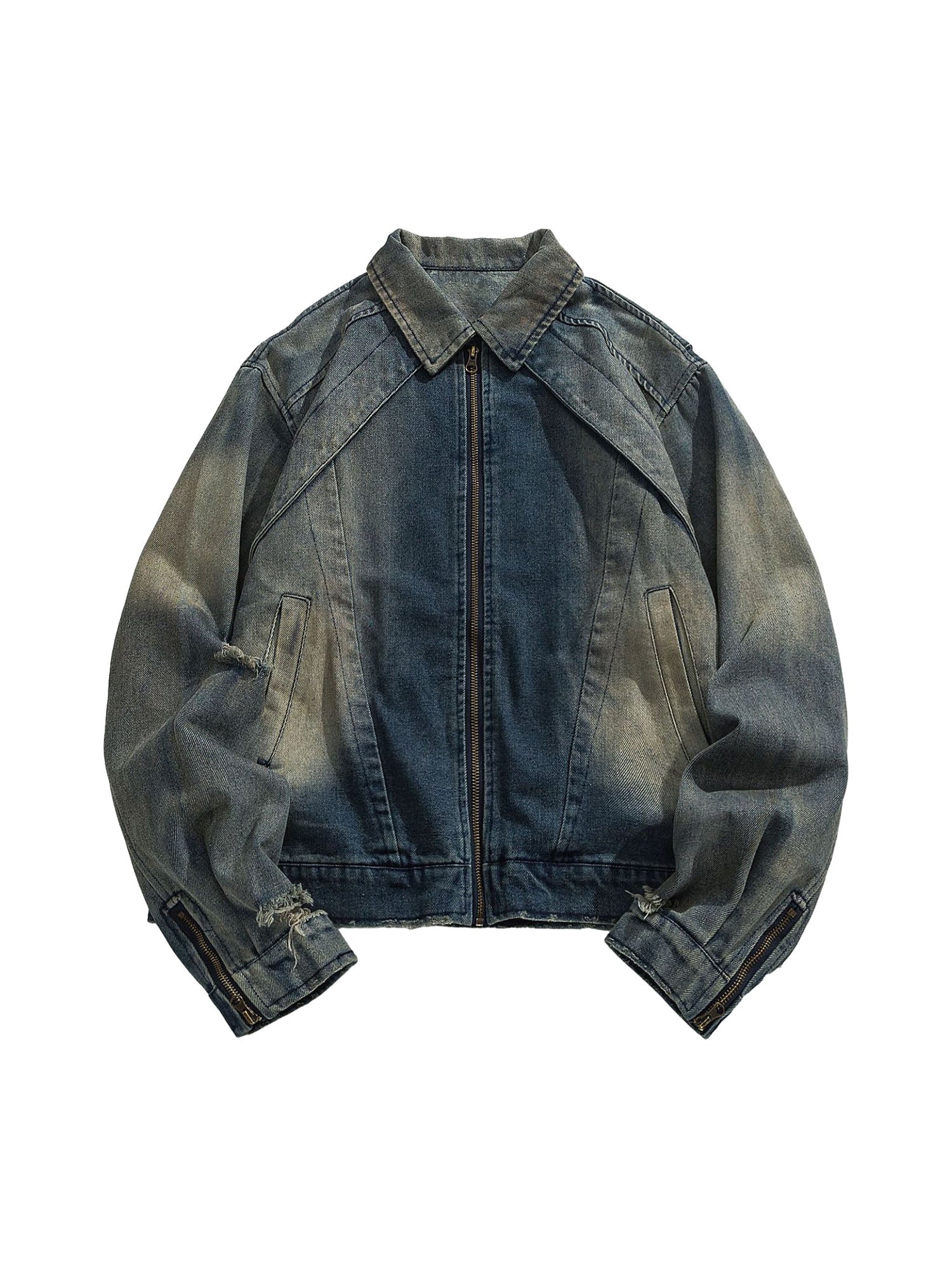 Sneakerhill High Street Hip-hop Distressed Washed Denim Jacket - sneakerhillcom