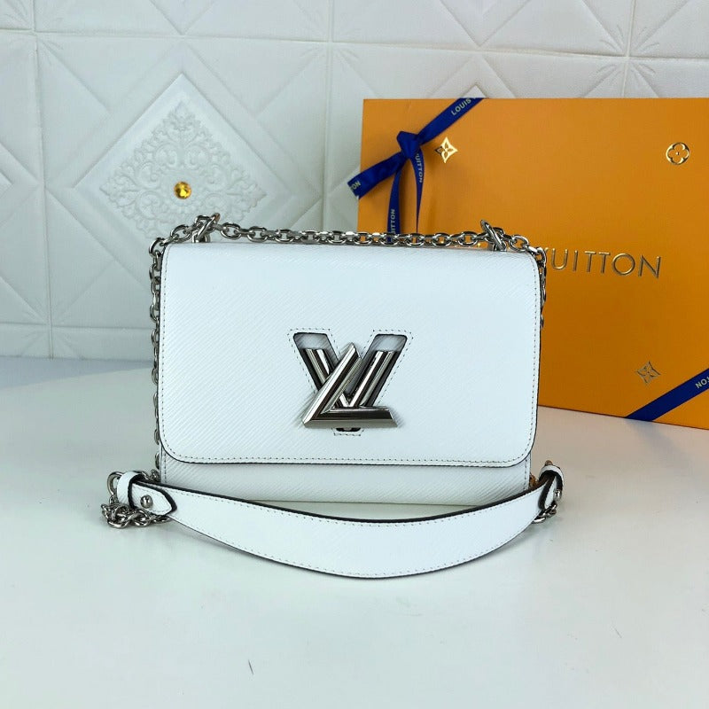 Sneakerhill - Twist Handbag With Chain White - sneakerhillcom