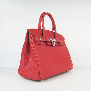 Birkin 30cm Togo Leather Handbags Red Silver Kilta bags