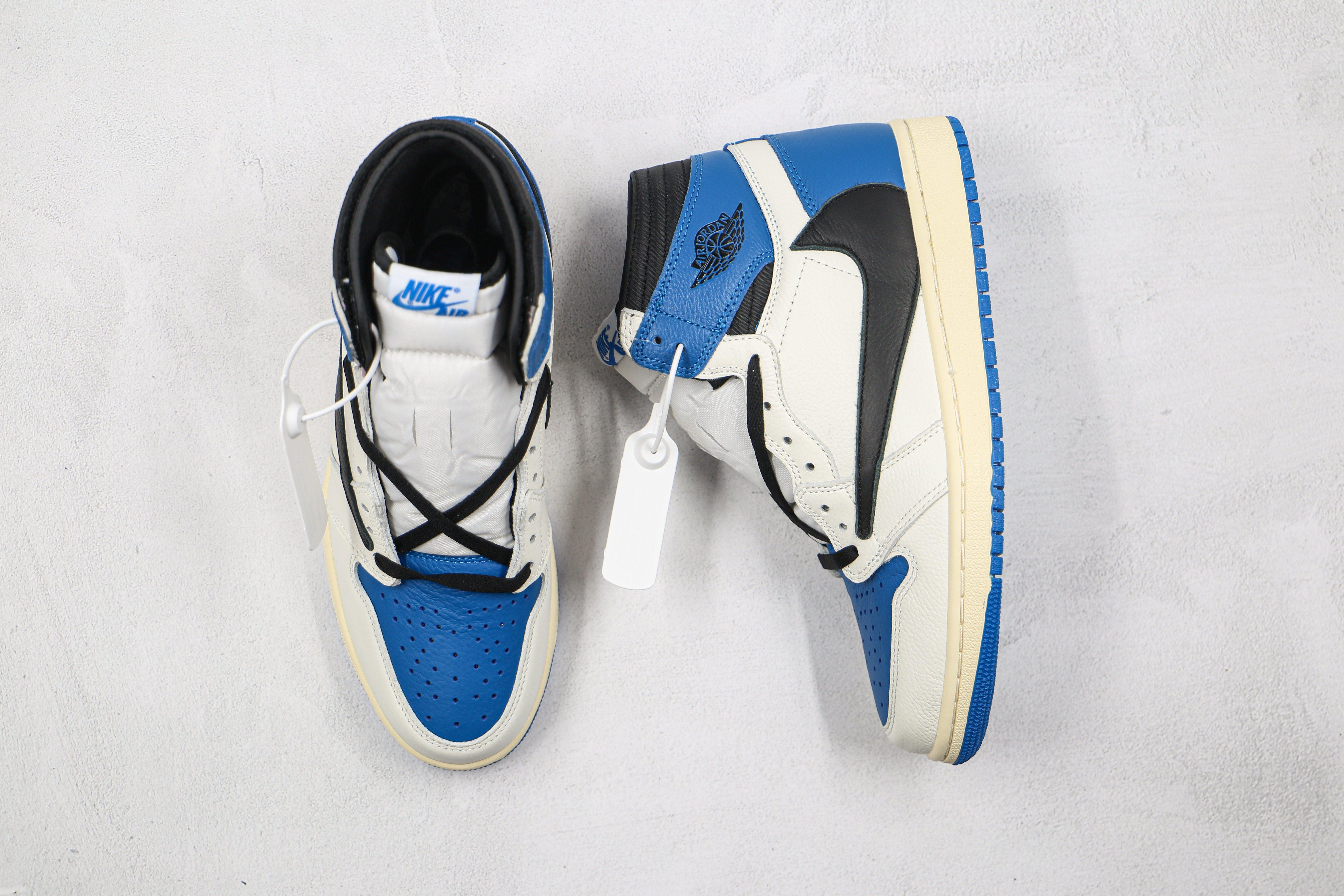 Custom Blue T-Scott x Fragment x Air Jordan 1 High Q ( Customs And Box ), Jordan 1 Sneakers Active sneakeronline