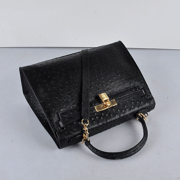 HMS Kelly 32cm Ostrich Vein 6108 Black Golden Kilta bags