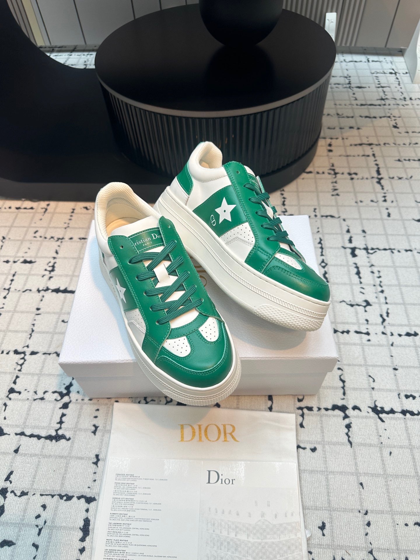 DOR Star Platform Sneaker Green Calfskin and Suede-163 - sneakerhillcom