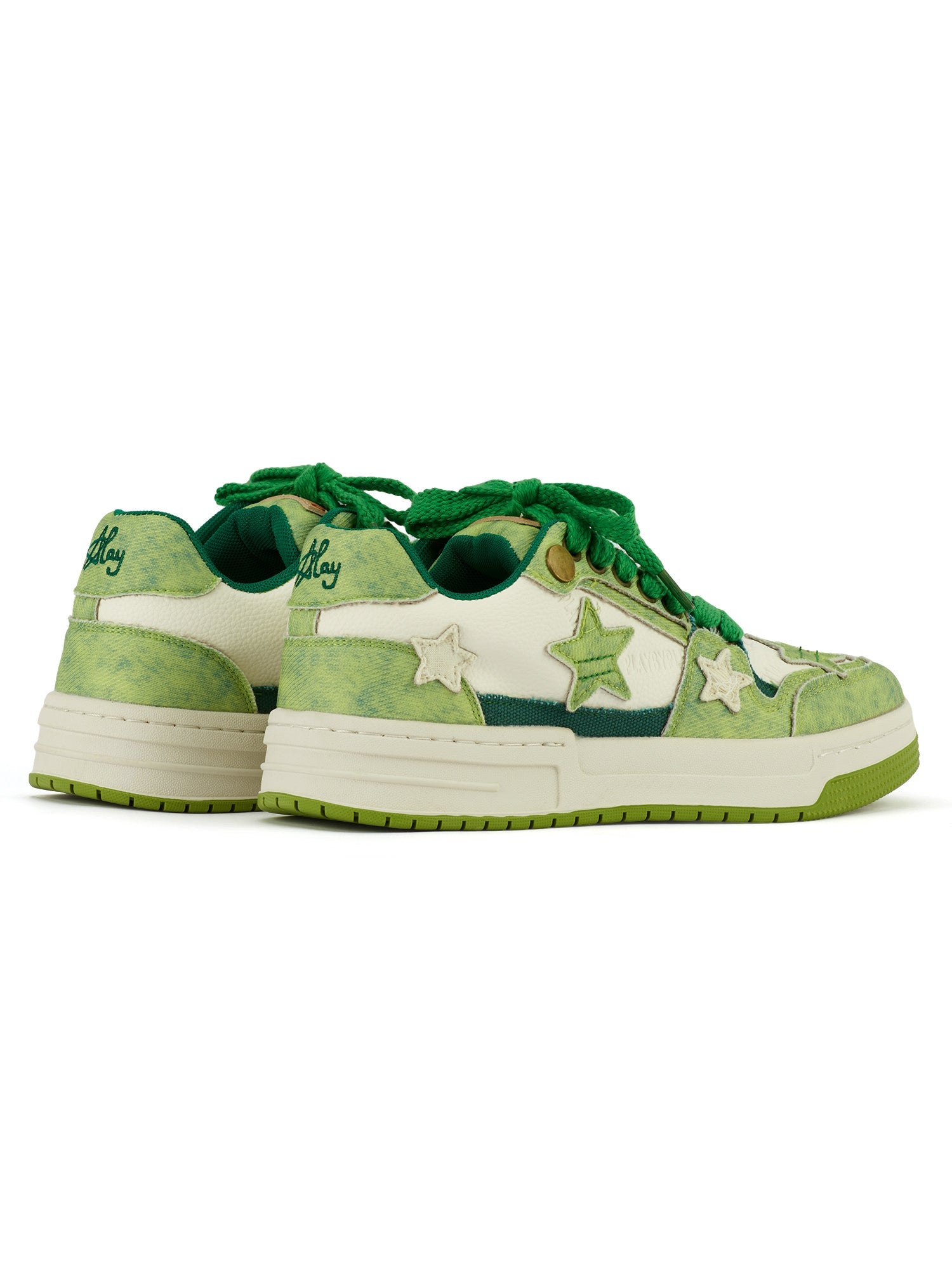 Avocado Green Star Chunky Sneakers - sneakerhillcom