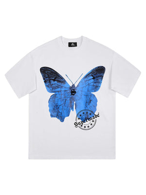 Sneakerhill Street Hip-Hop Butterfly Stamp T-shirt - 2130 SP240807P3AY