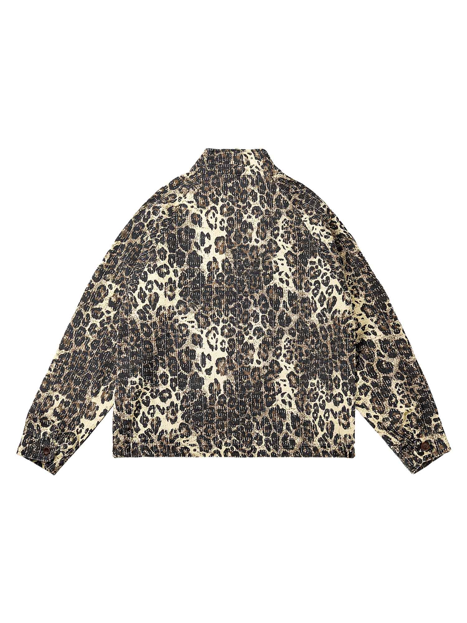 Sneakerhill Retro Leopard Printed Denim Jacket - sneakerhillcom