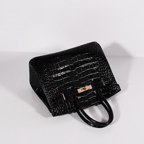 Birkin 30cm Crocodile Leather Bag With Strap Black Gold - sneakerlandnet