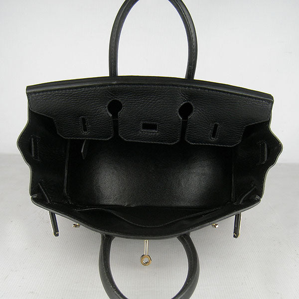 Birkin 25cm Handbag 6068 black golden Kilta bags