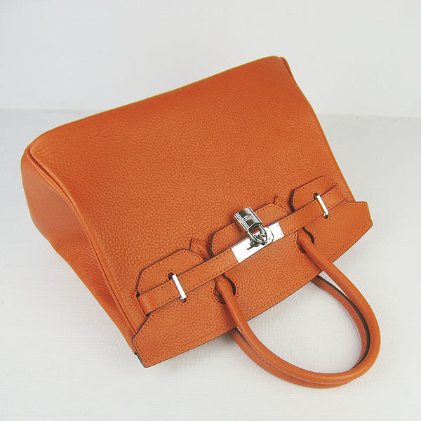 Birkin 30cm Togo Leather Handbags Orange Silver Kilta bags