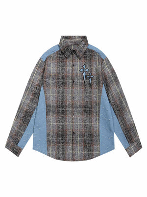 Sneakerhill High Street Ripped Patchwork Shirt SP240905SMSJ