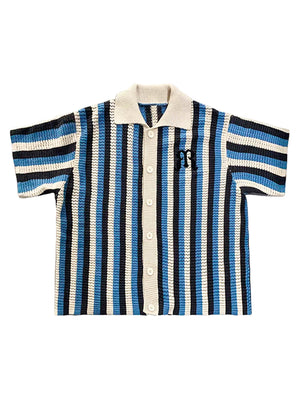 Sneakerhill Striped Embroidered Short-sleeved Shirt