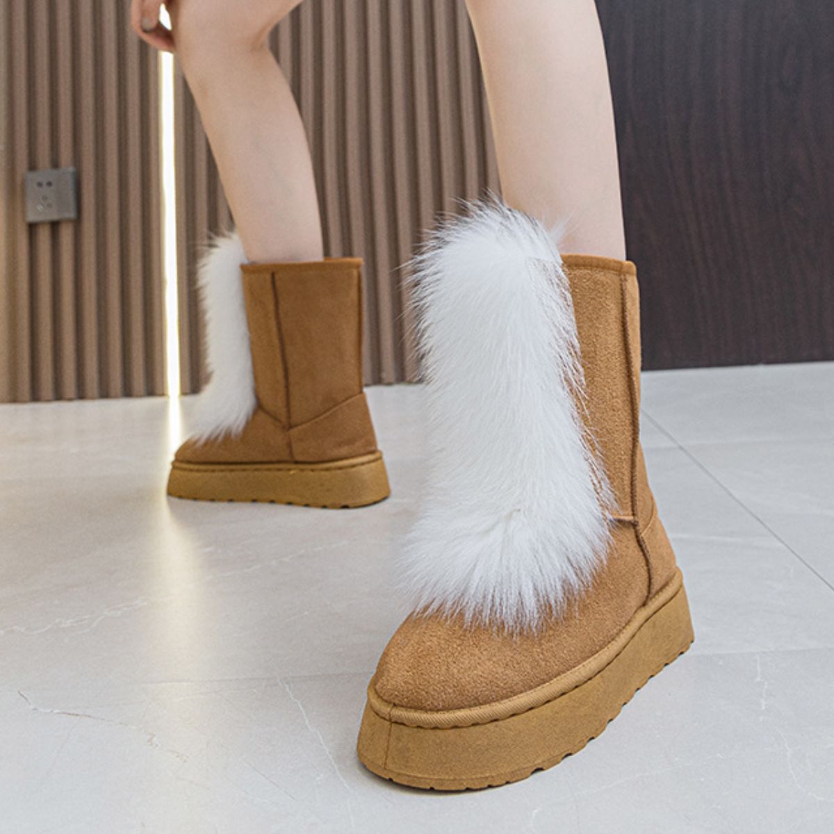 Thermal Suede Platform Boots Trendsi