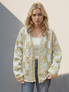 Double Take Checkered Open Front Dropped Shoulder Cardigan Trendsi