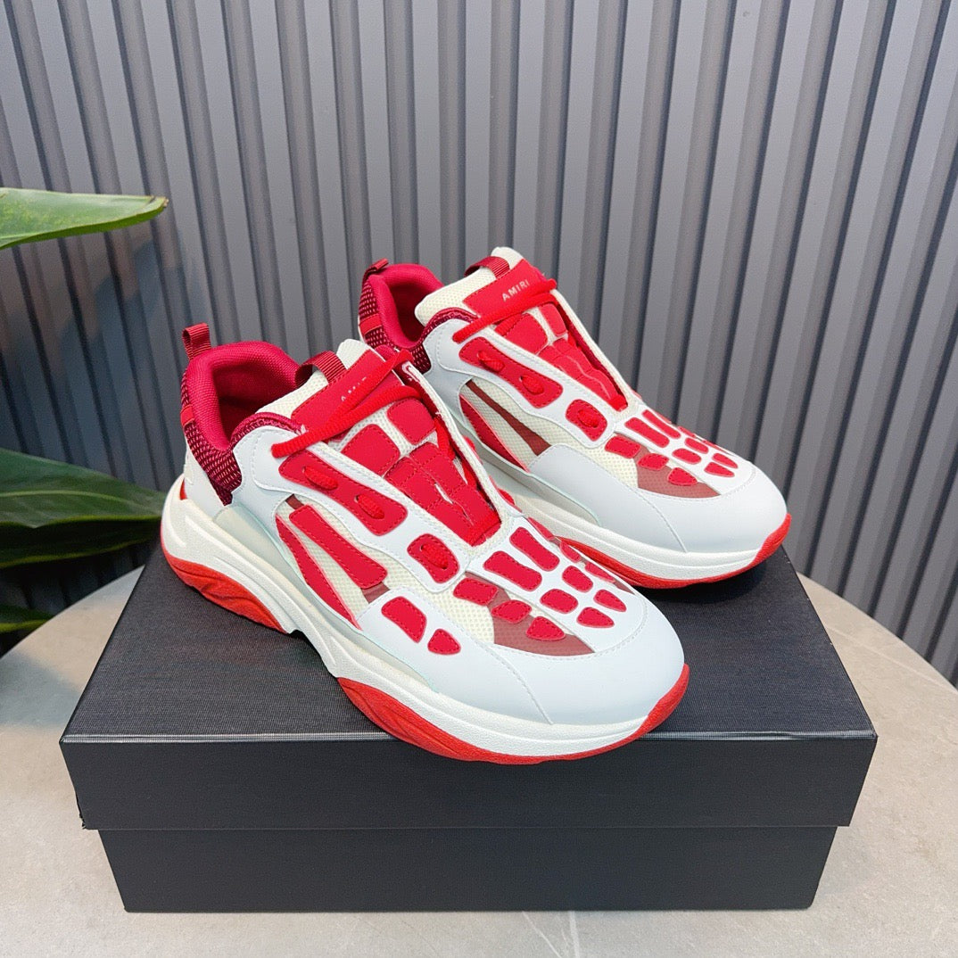 AMR Red and White Bone Runner Sneakers-050 - sneakerhillcom