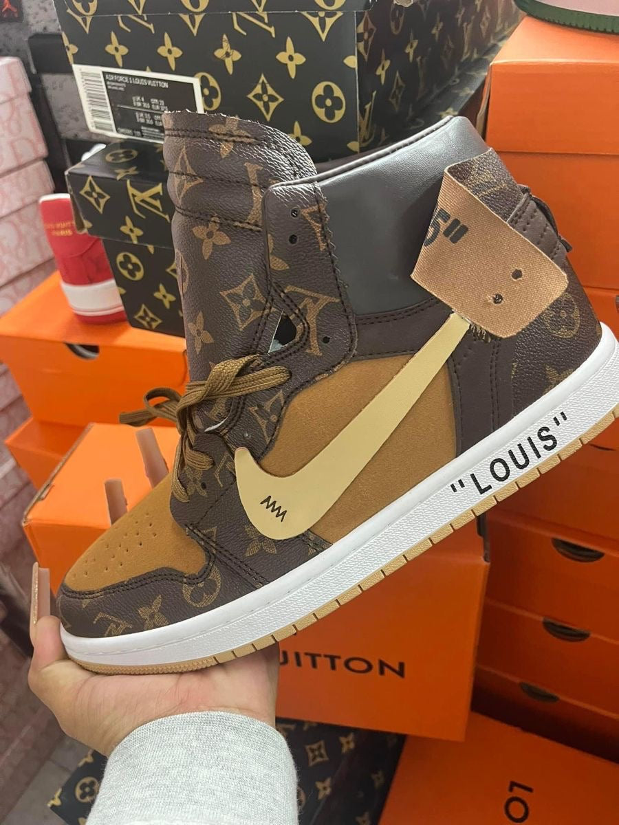 Custom Air Jordan 1 x LV Monogram Logo - sneakerhillcom