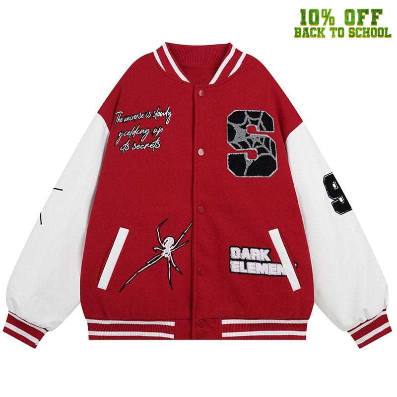 Sneakerhill® Winter Varsity Jacket Spider Web - sneakerhillcom