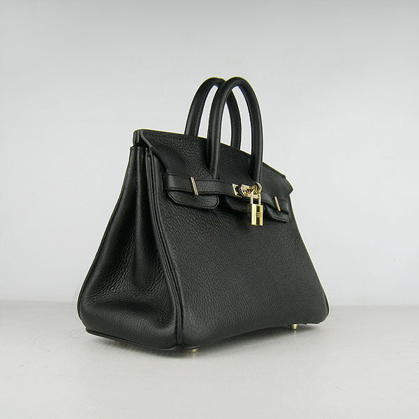 Birkin 25cm Handbag 6068 black golden Kilta bags