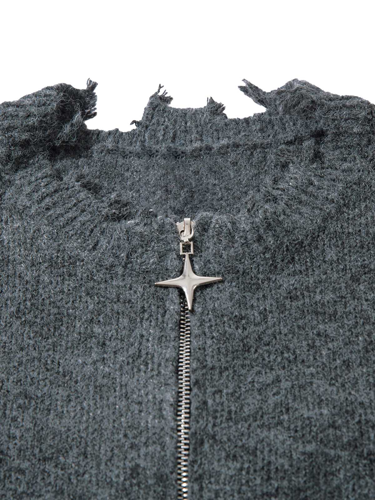 Distressed Quarter Zip Sweater SP240912WB37