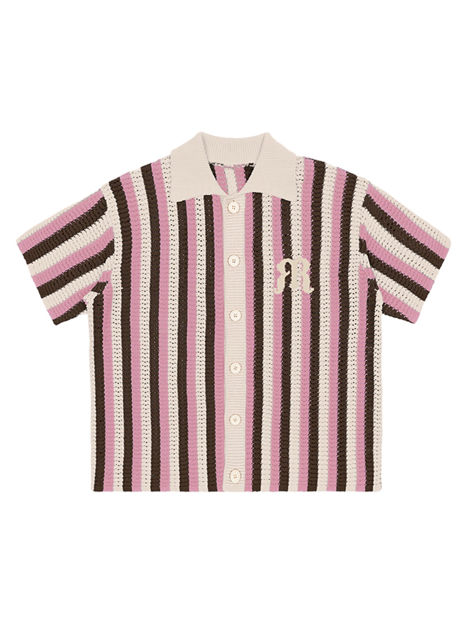 Sneakerhill Striped Embroidered Short-sleeved Shirt