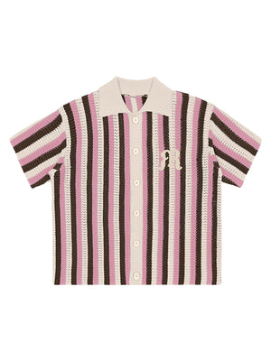 Sneakerhill Striped Embroidered Short-sleeved Shirt