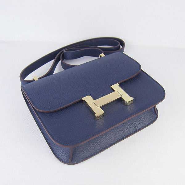 Constance Cowskin Leather Bag H017 dark blue gold Kilta bags