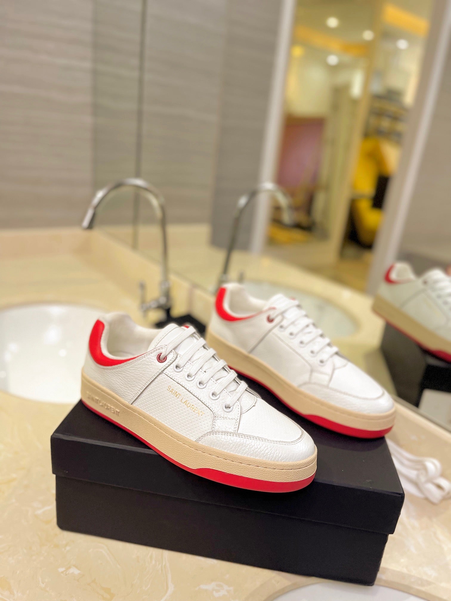 VSL White and Red Leather Sneakers-171 - sneakerhillcom