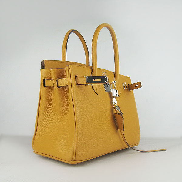 Birkin 30cm Togo Leather Handbags Yellow Silver Kilta bags