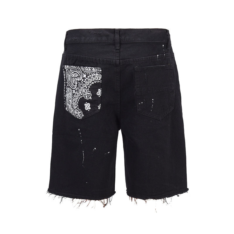 Checkered Paisley Shorts - Black - sneakerhillcom