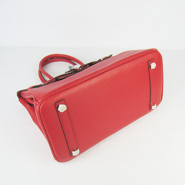 Birkin 30cm Togo Leather Handbags Red Silver Kilta bags