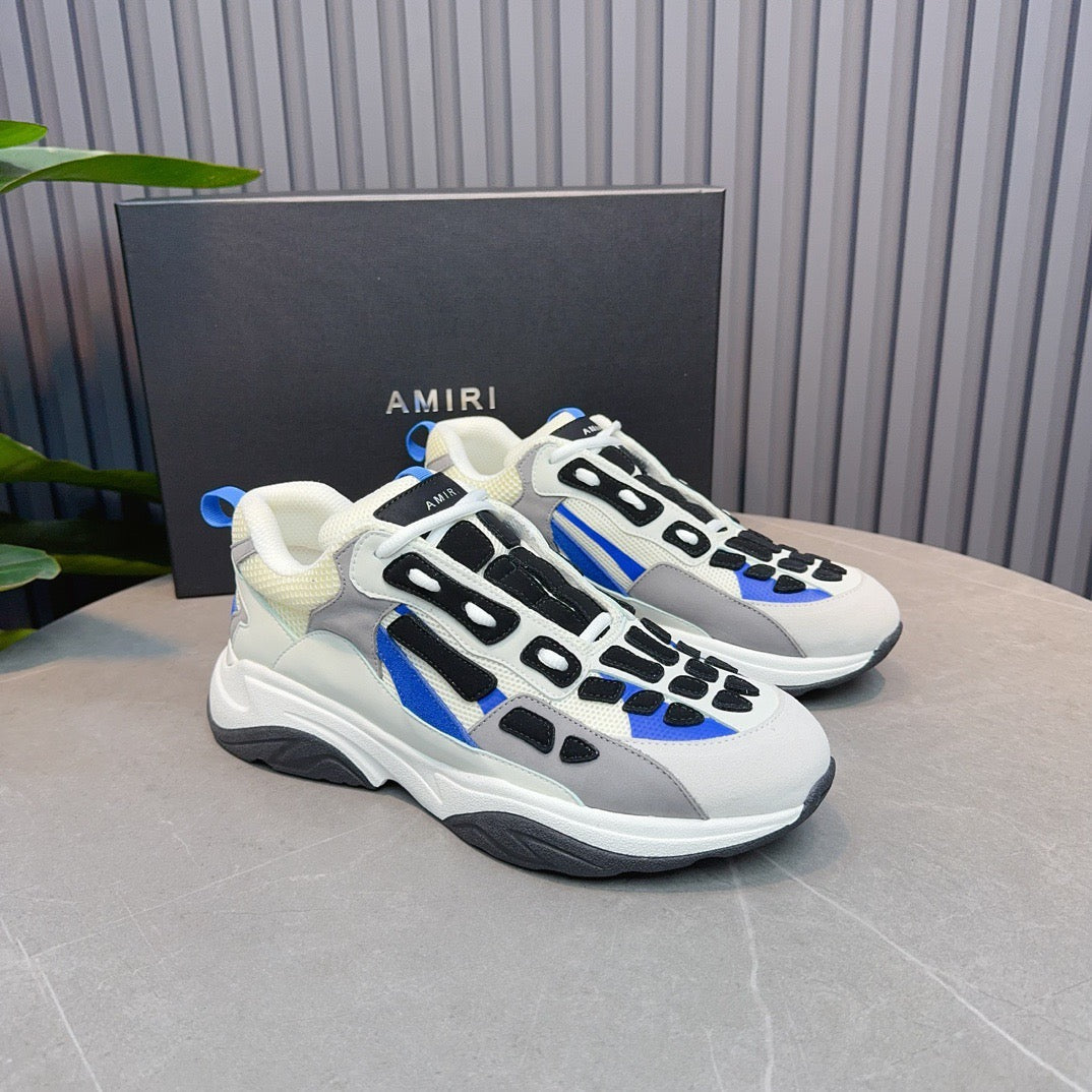 AMR Black, Blue & White Bone Runner Sneakers -062 - sneakerhillcom