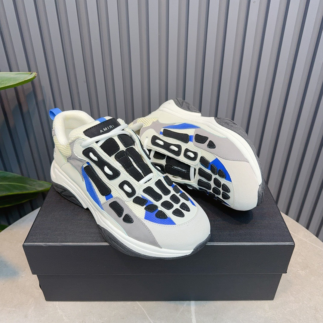 AMR Black, Blue & White Bone Runner Sneakers -062 - sneakerhillcom