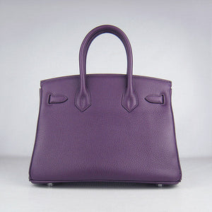 Birkin 30cm Togo Leather Handbags Purple Silver Kilta bags