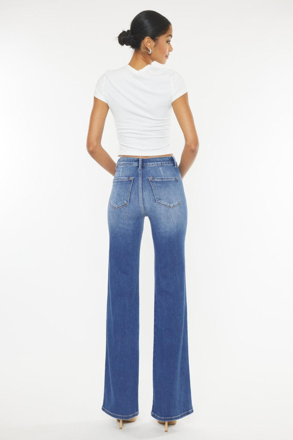 Kancan Ultra High Waist Gradient Flare Jeans Trendsi