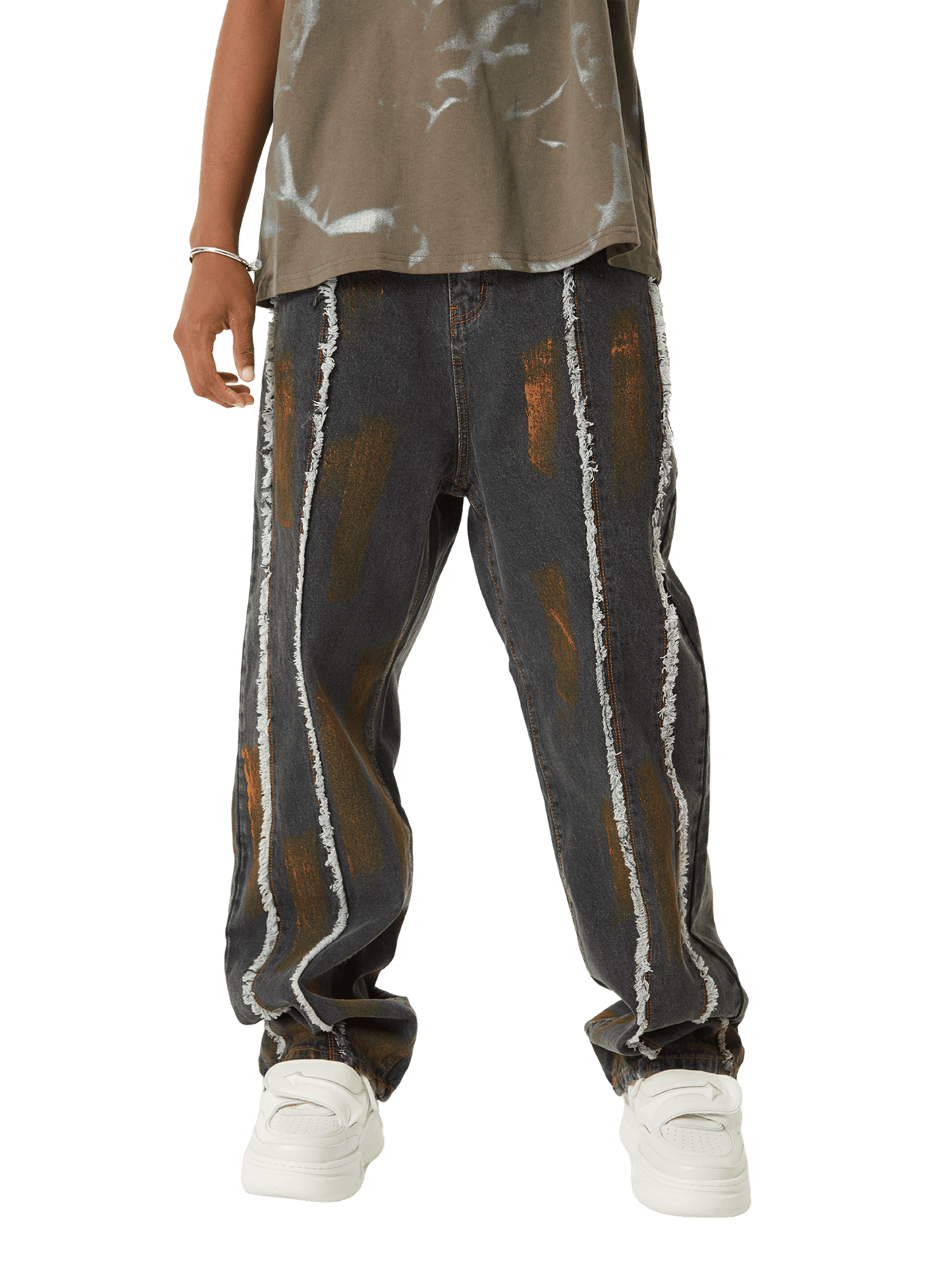 Sneakerhill American Street Style Spray Painted Fur Jeans - 2052 - sneakerhillcom