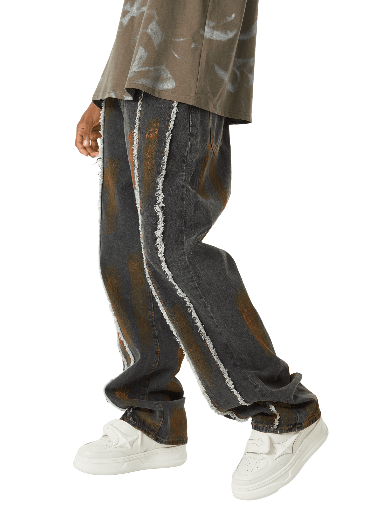 Sneakerhill American Street Style Spray Painted Fur Jeans - 2052 - sneakerhillcom