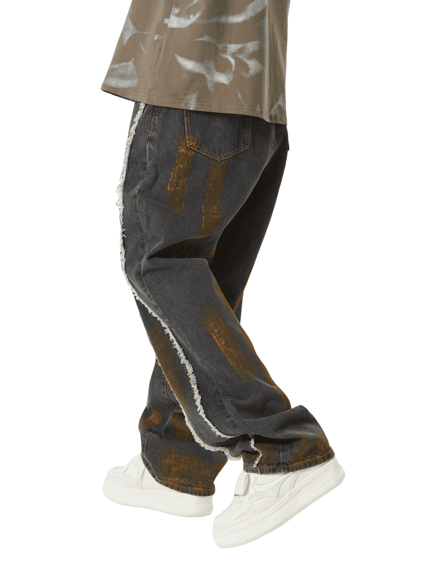 Sneakerhill American Street Style Spray Painted Fur Jeans - 2052 - sneakerhillcom