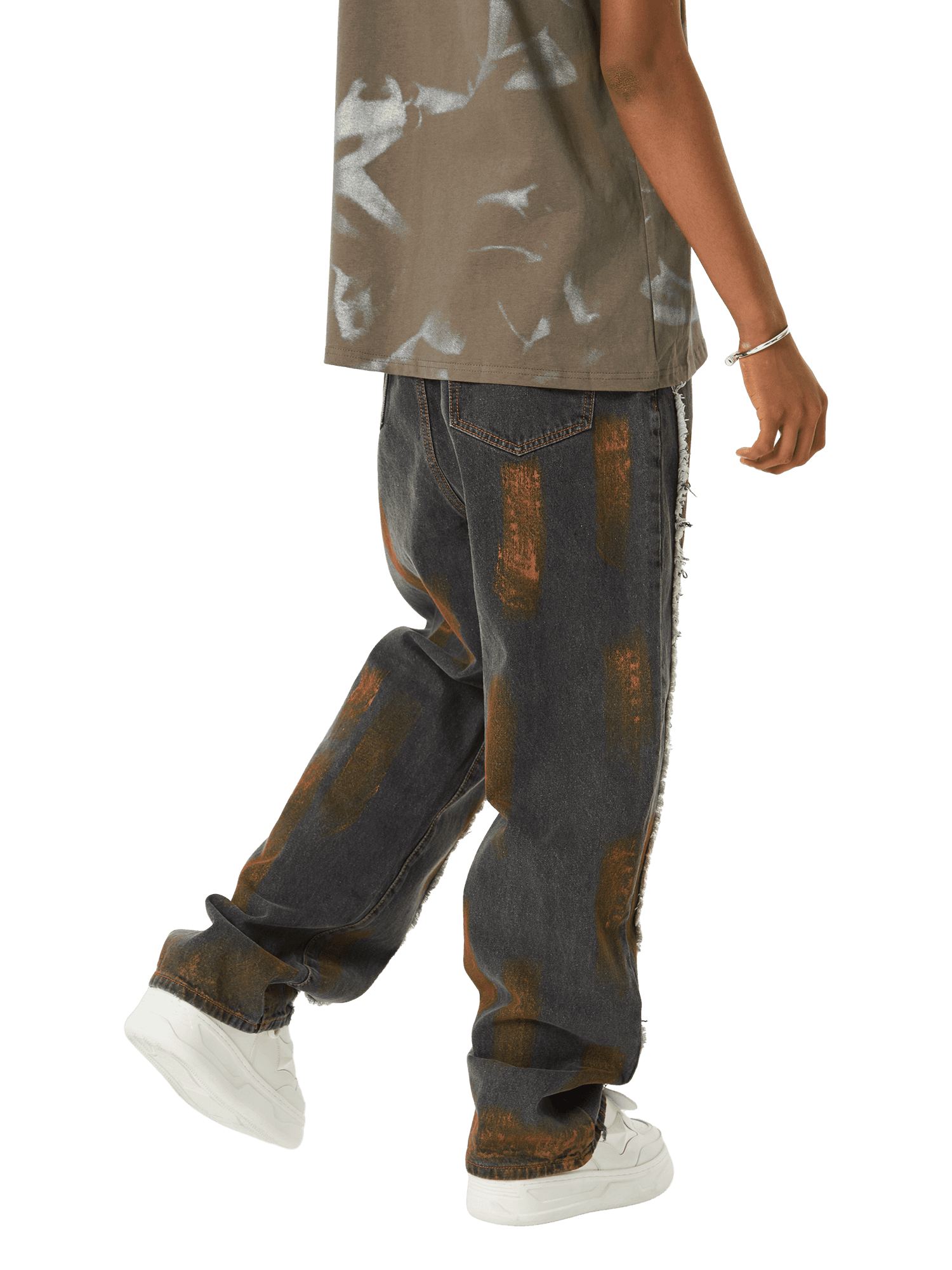 Sneakerhill American Street Style Spray Painted Fur Jeans - 2052 - sneakerhillcom