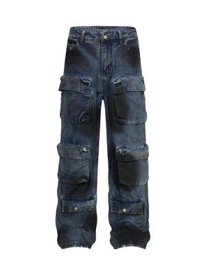 Sneakerhill High Street Hip-hop Distressed Washed Work Jeans - sneakerhillcom