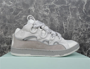 Premium Men Leather Curb Sneaker grey white - sneakerhillcom