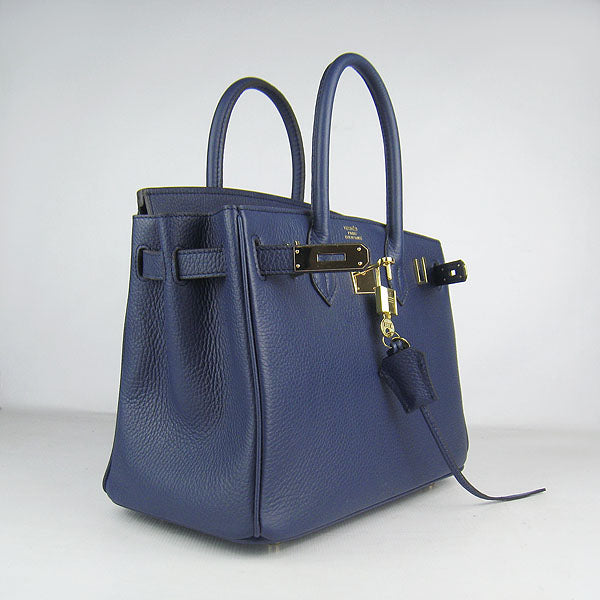 Birkin 30cm Togo Leather Handbags Dark Blue Golden - sneakerlandnet