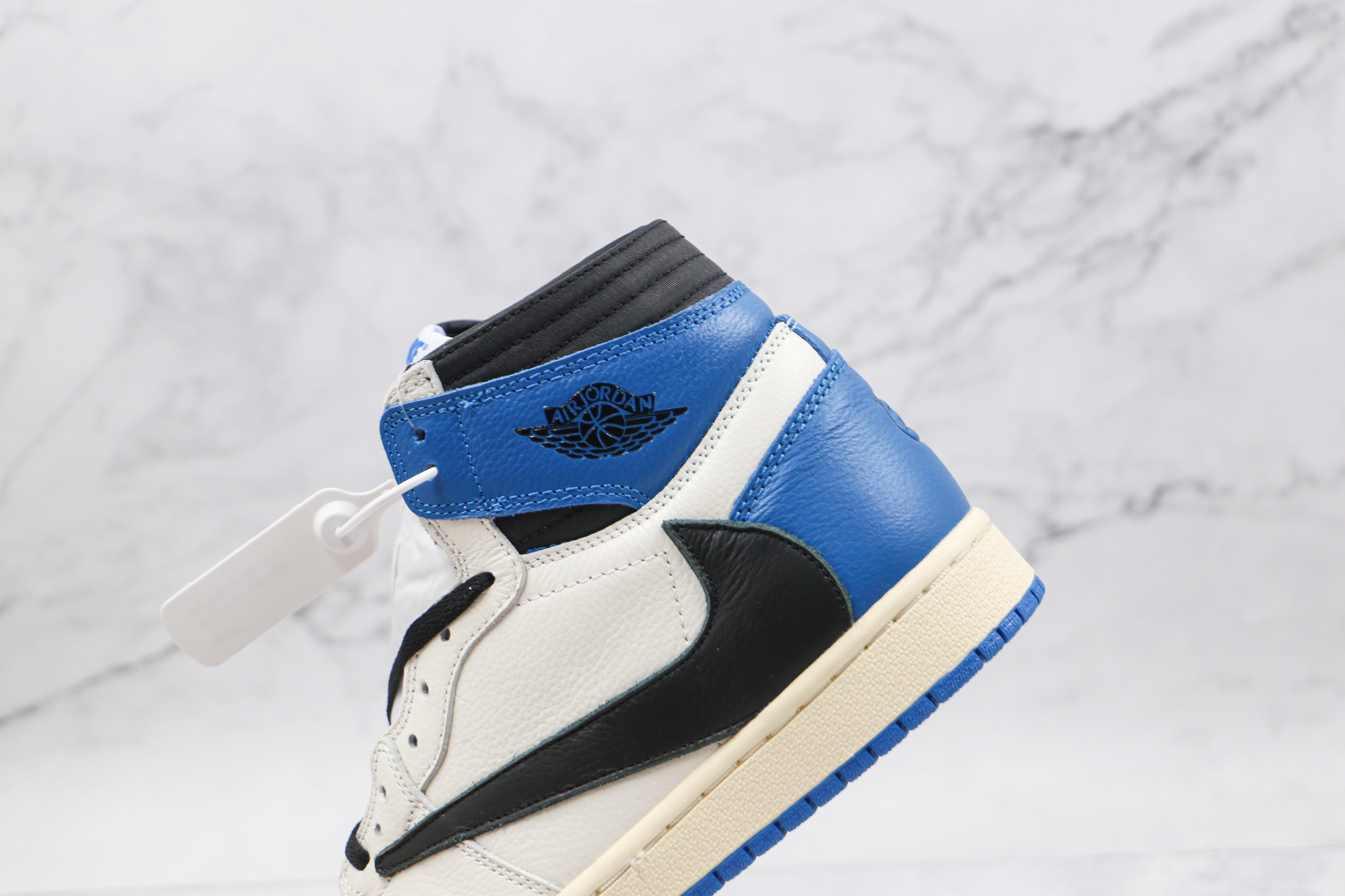 Custom Blue T-Scott x Fragment x Air Jordan 1 High Q ( Customs And Box ), Jordan 1 Sneakers Active sneakeronline