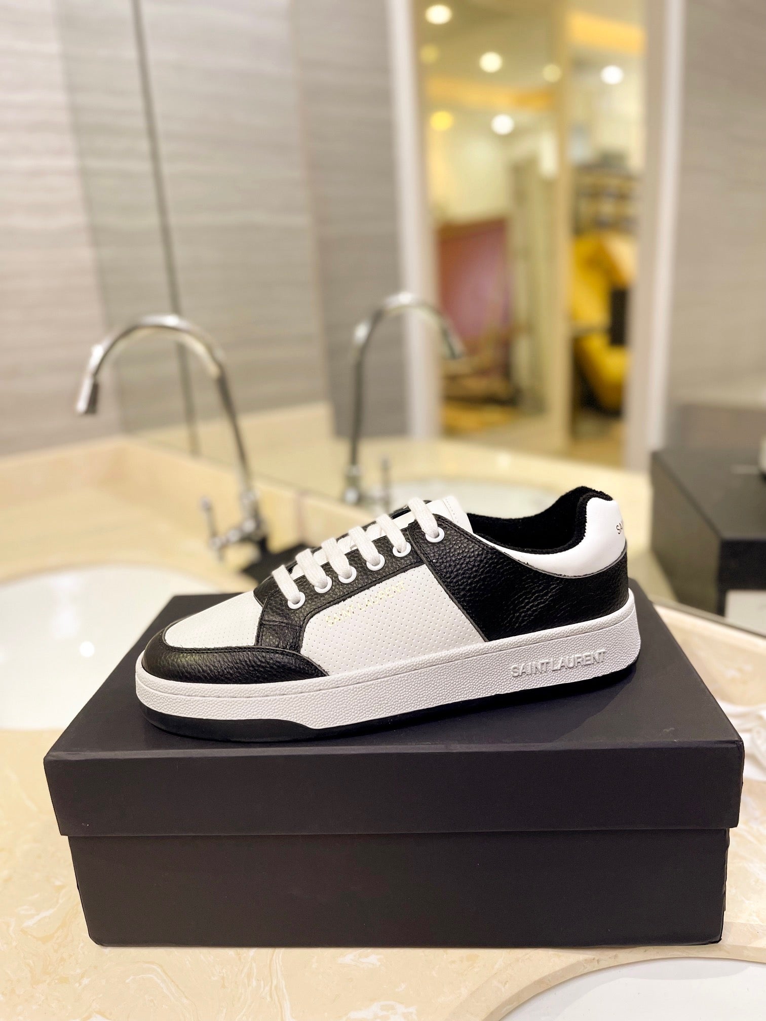 VSL Black and White Leather Sneakers-167 - sneakerhillcom