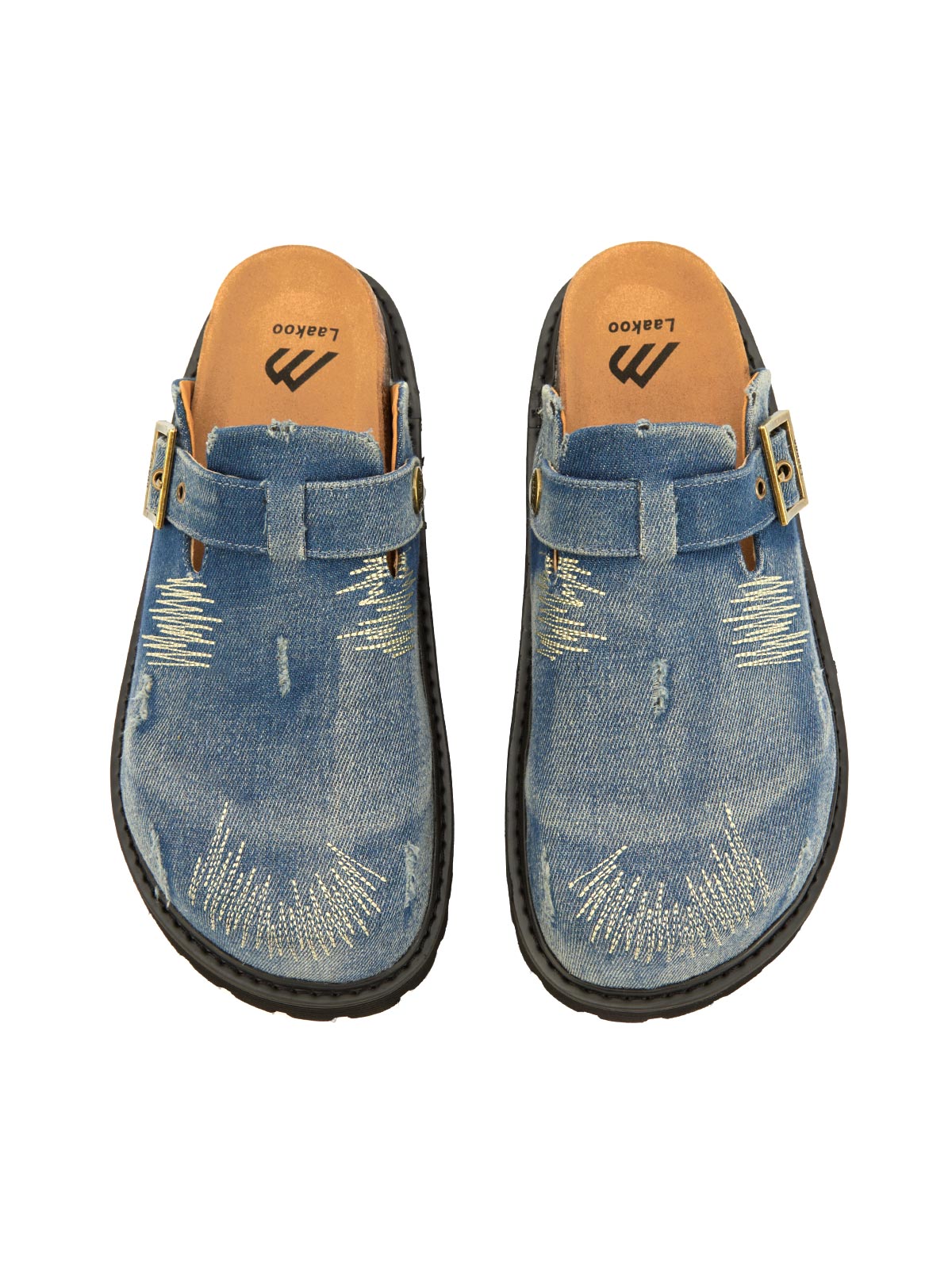 Sneakerhill Vintage Denim Embroidered Birkenstocks