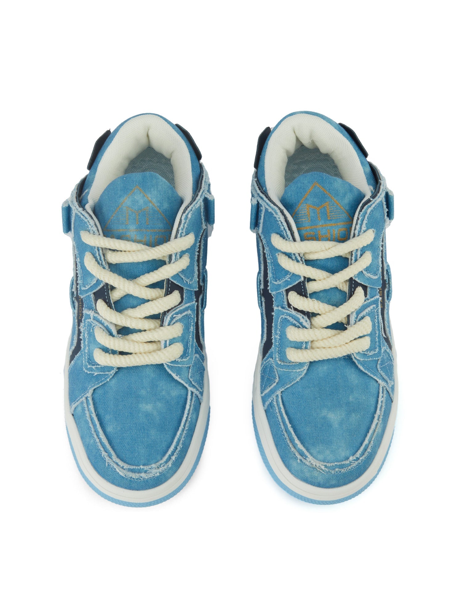 Shredded Denim Patchwork Sneakers - sneakerhillcom