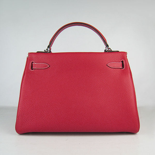 HMS Kelly 32cm Togo Leather Handbag Red/Silver Kilta bags