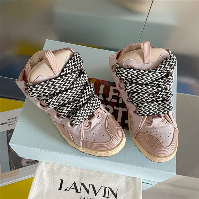 Premium Men Leather Curb Sneaker pink - sneakerhillcom