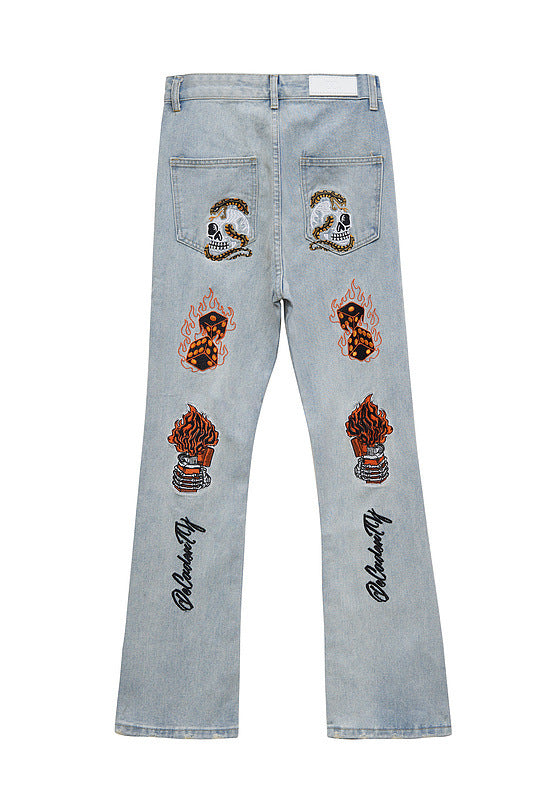 Sneakerhill High Street Embroidery Retro Jeans - 1574 SP220701UKRK