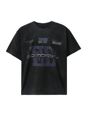 Sneakerhill Dirty Wash Heavy Print Street Rap T-Shirt SP2407042U13