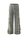 Sneakerhill Distressed Raw Edge Baggy Jeans - sneakerhillcom