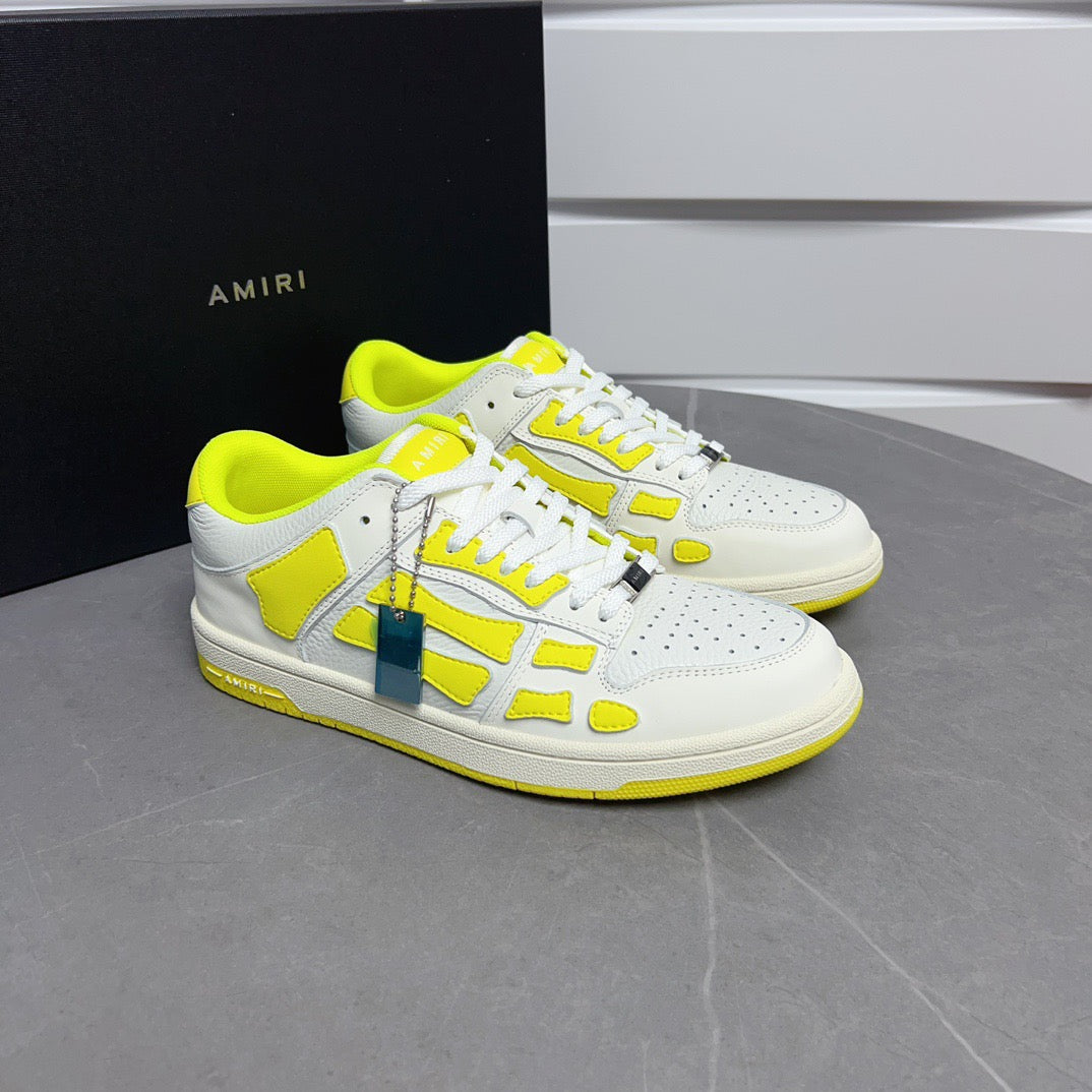 AMR Skel Top Low White Fluorescent Yellow Sneakers-142 - sneakerhillcom